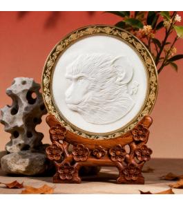 《十二生肖·猴》浮雕瓷盘